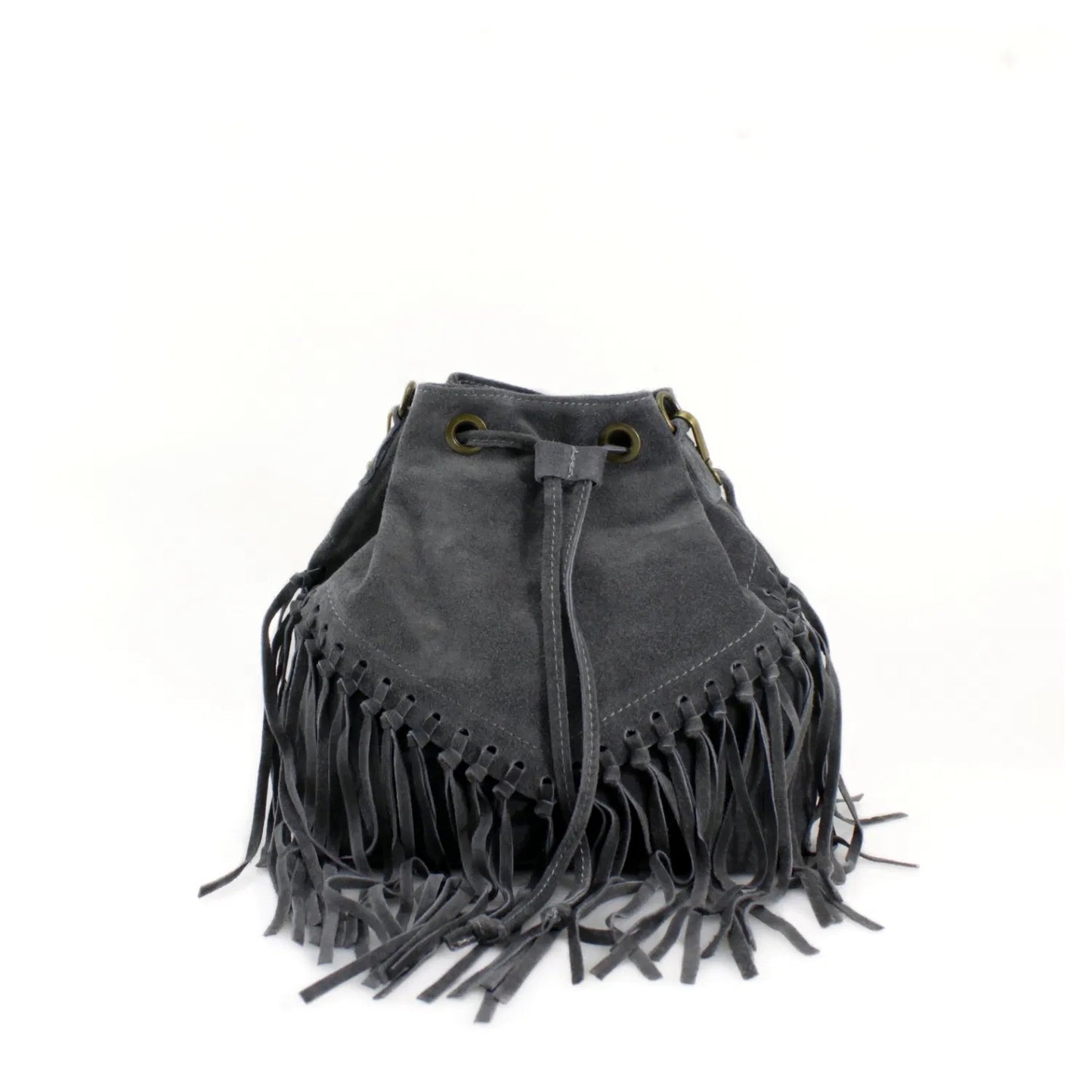 ABBIE Real Suede Tassel Bucket Bag