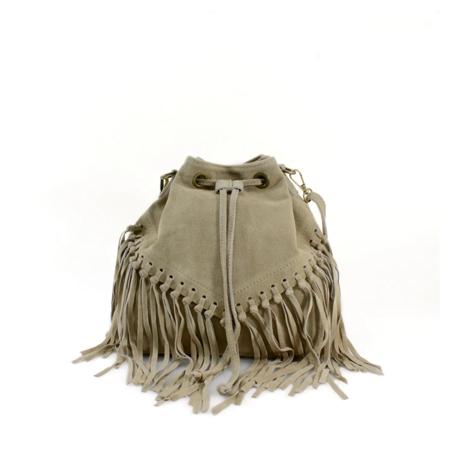 ABBIE Real Suede Tassel Bucket Bag