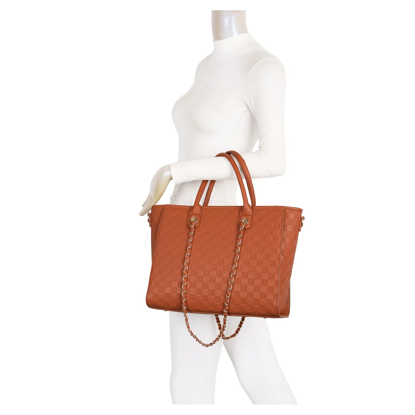 RACHEL Square Print Tote Bag With Chain