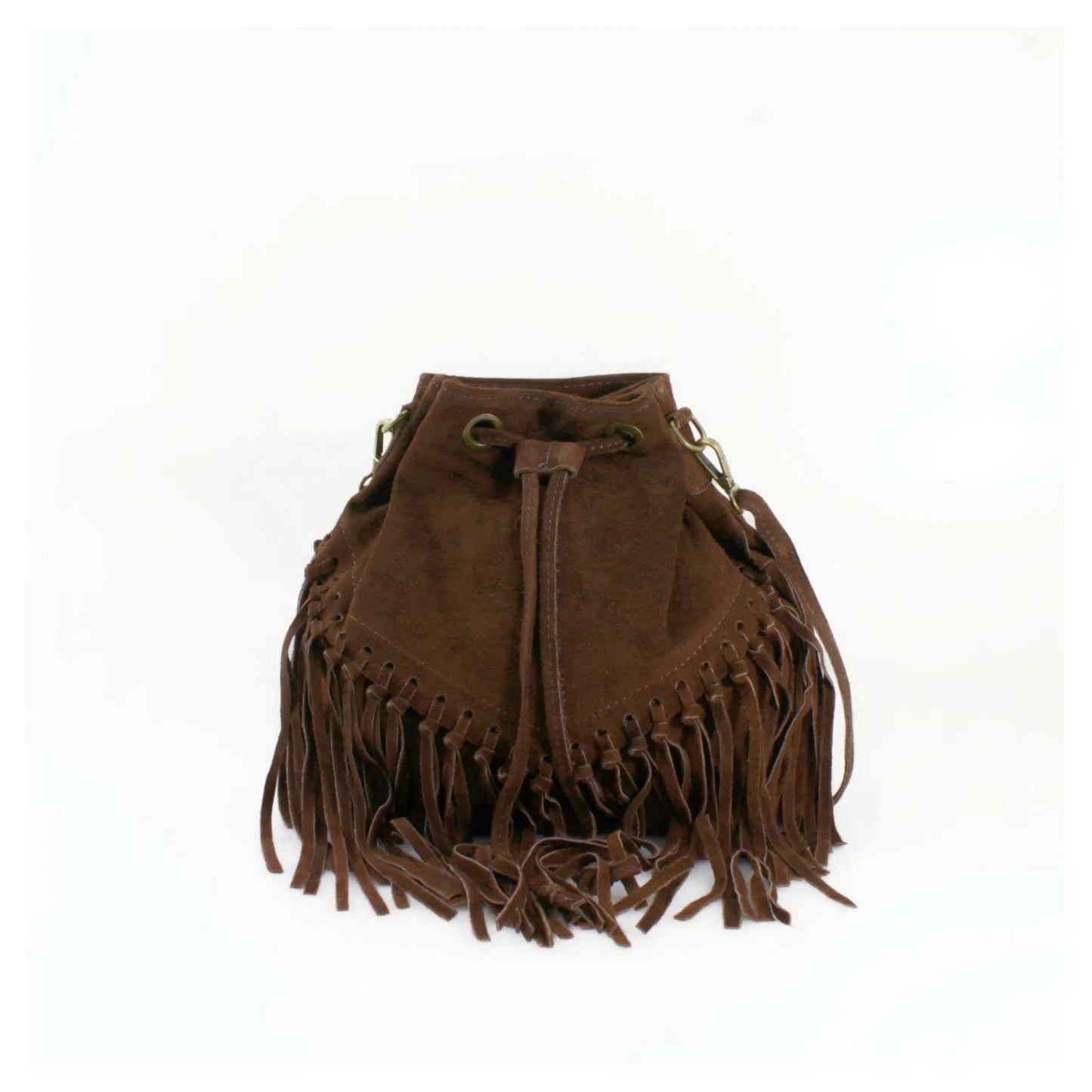 ABBIE Real Suede Tassel Bucket Bag