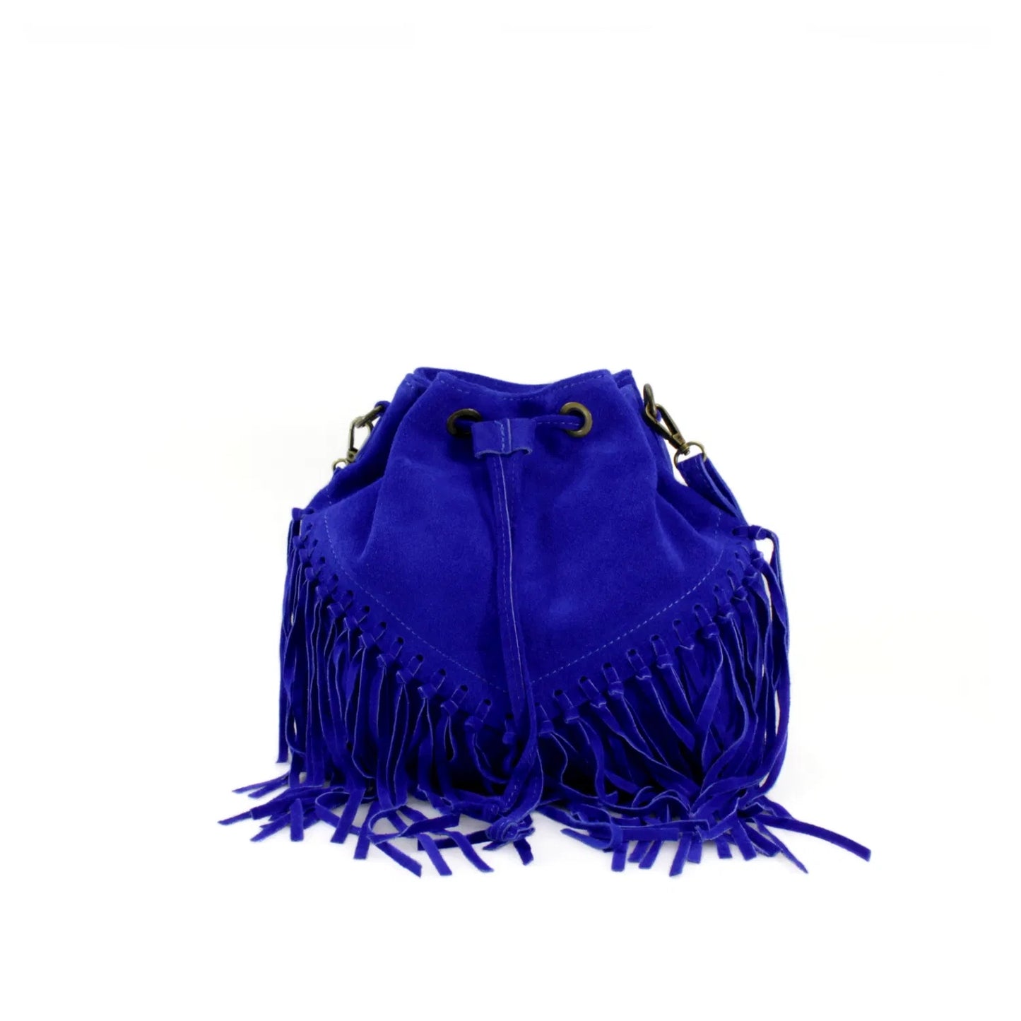ABBIE Real Suede Tassel Bucket Bag