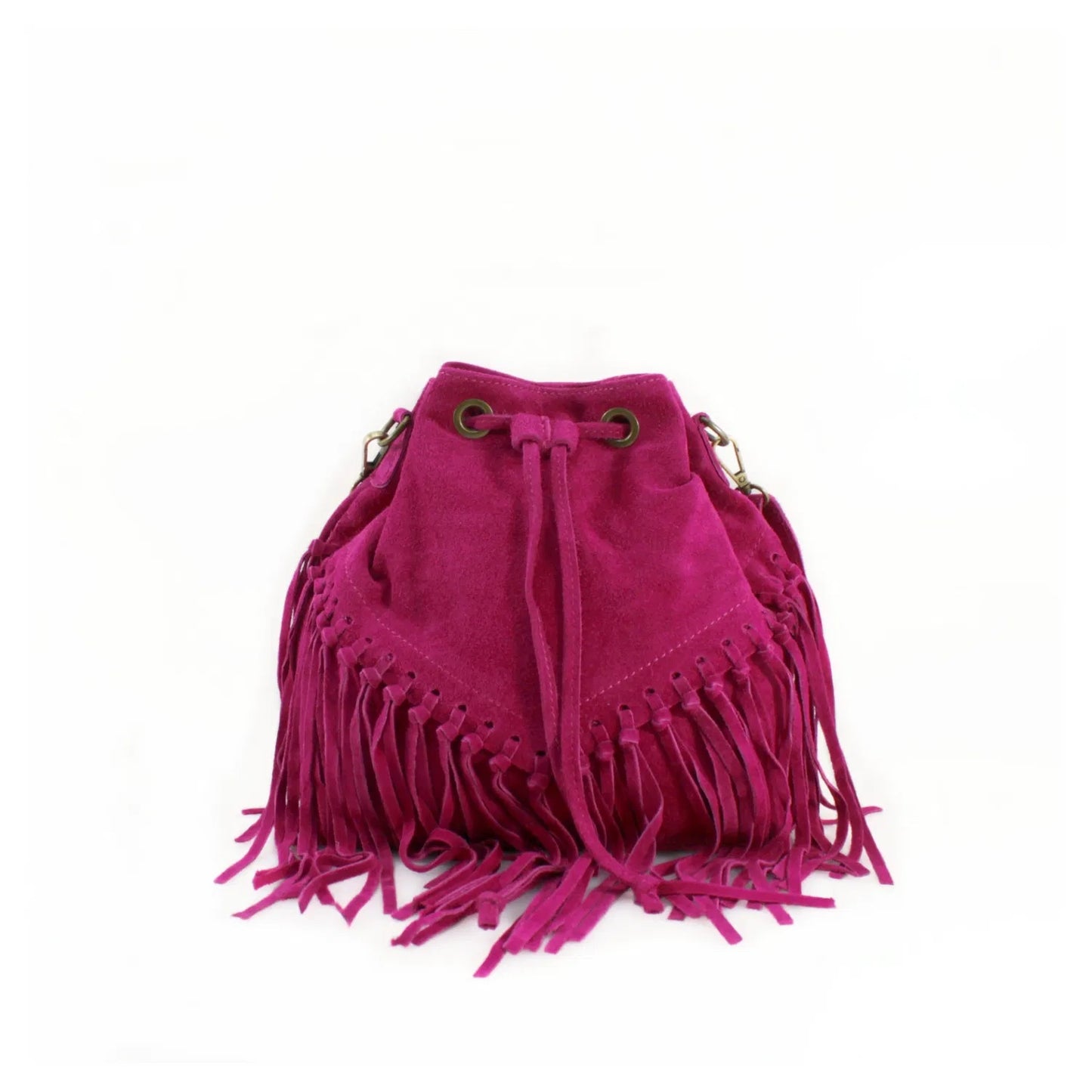 ABBIE Real Suede Tassel Bucket Bag