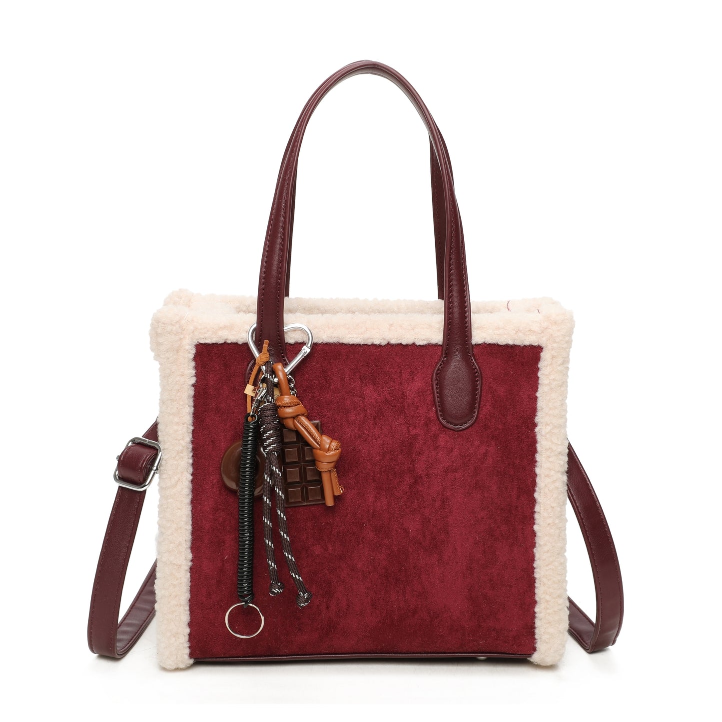 KELLY Borg Trim Bag With Bag Charm