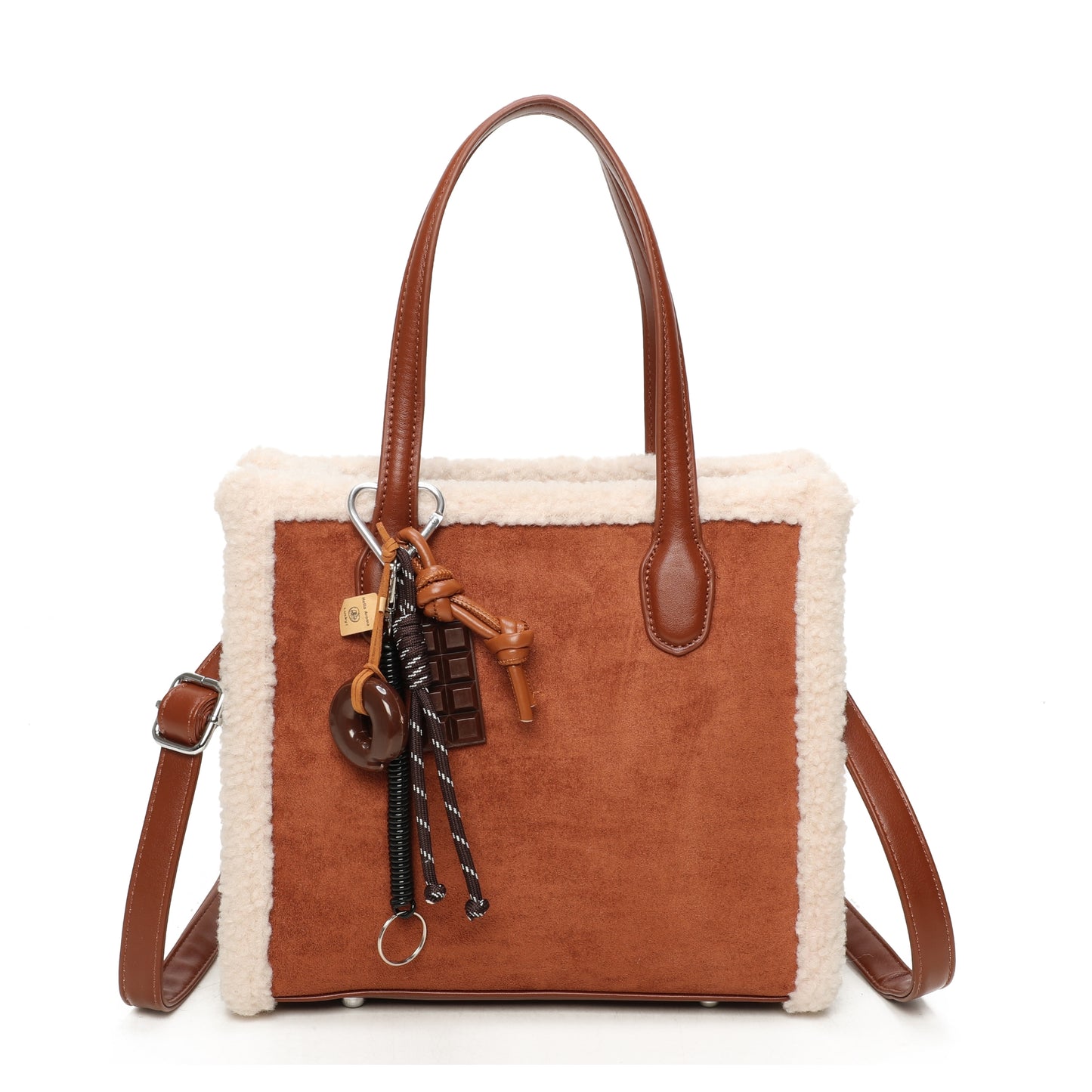 KELLY Borg Trim Bag With Bag Charm