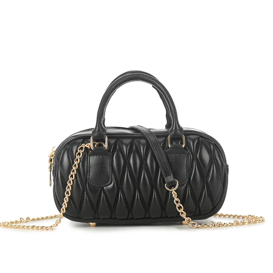 CLARA Quilted Bowler Bag With Chain
