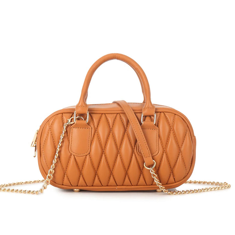 CLARA Quilted Bowler Bag With Chain