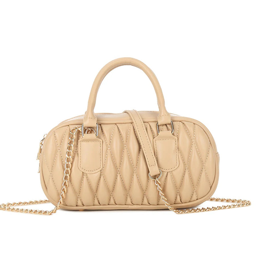 CLARA Quilted Bowler Bag With Chain
