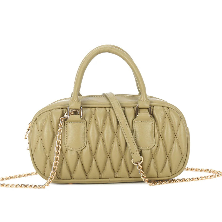 CLARA Quilted Bowler Bag With Chain