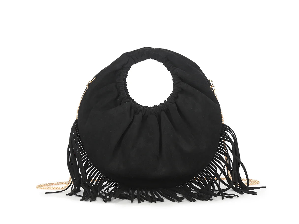 ROCHELLE Round Fringe Tassel Bag