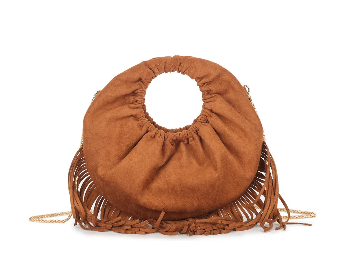 ROCHELLE Round Fringe Tassel Bag