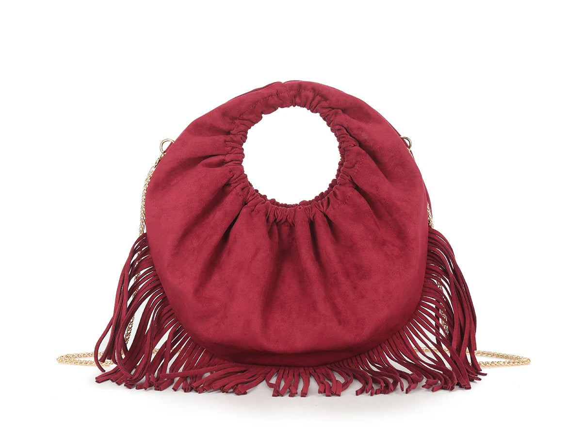 ROCHELLE Round Fringe Tassel Bag