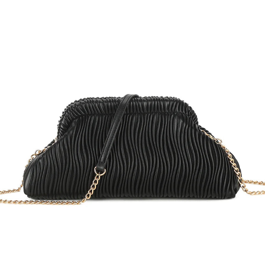 LAYLA Quilted Clutch Bag With Chain