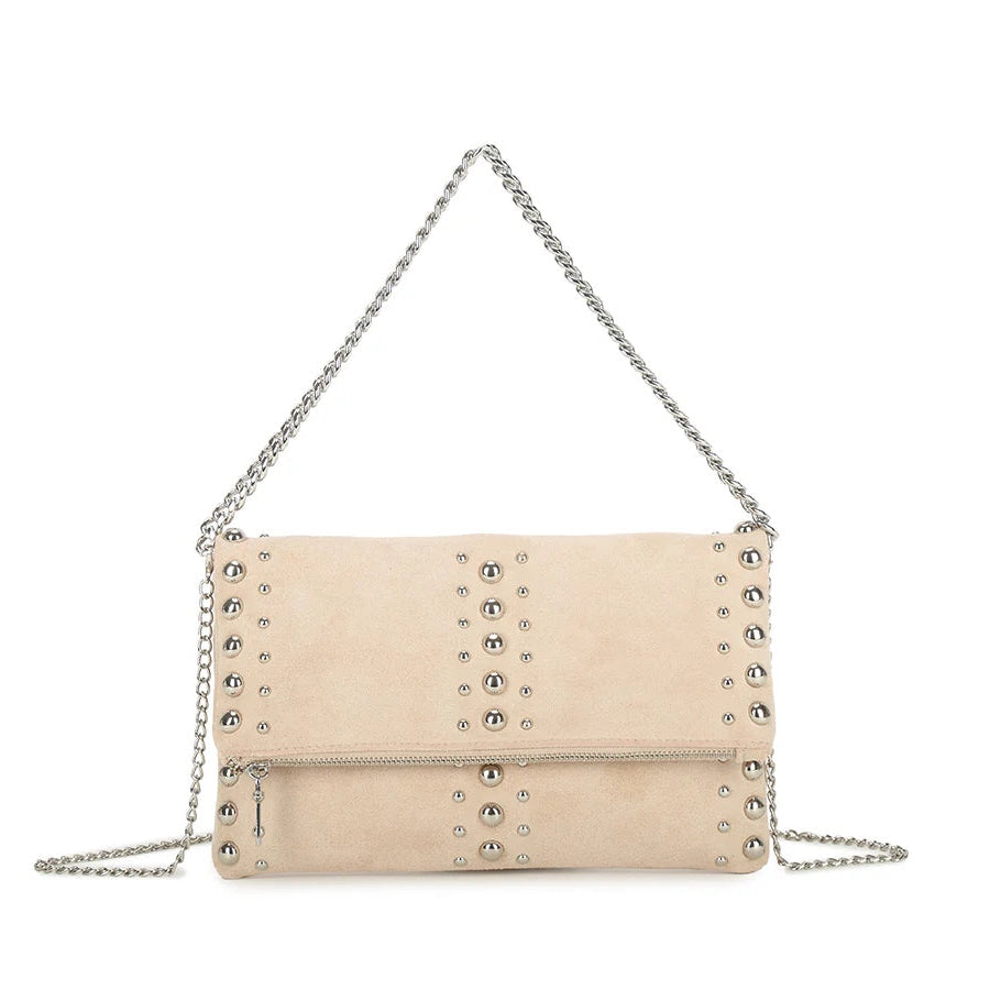 JADE Fold Over Studded Bag With Chain