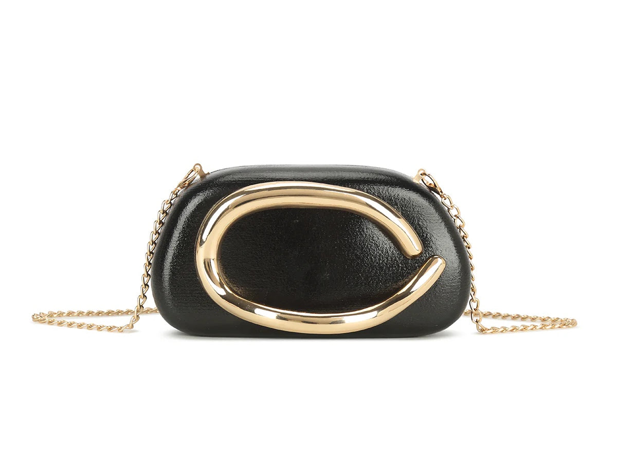MELISSA Gold Detail Oval Clutch Bag
