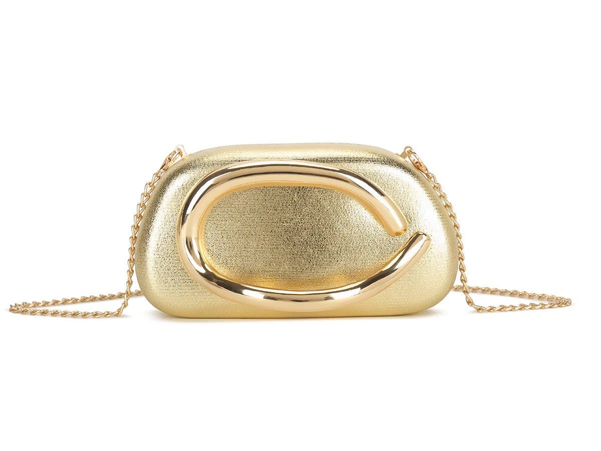 MELISSA Gold Detail Oval Clutch Bag