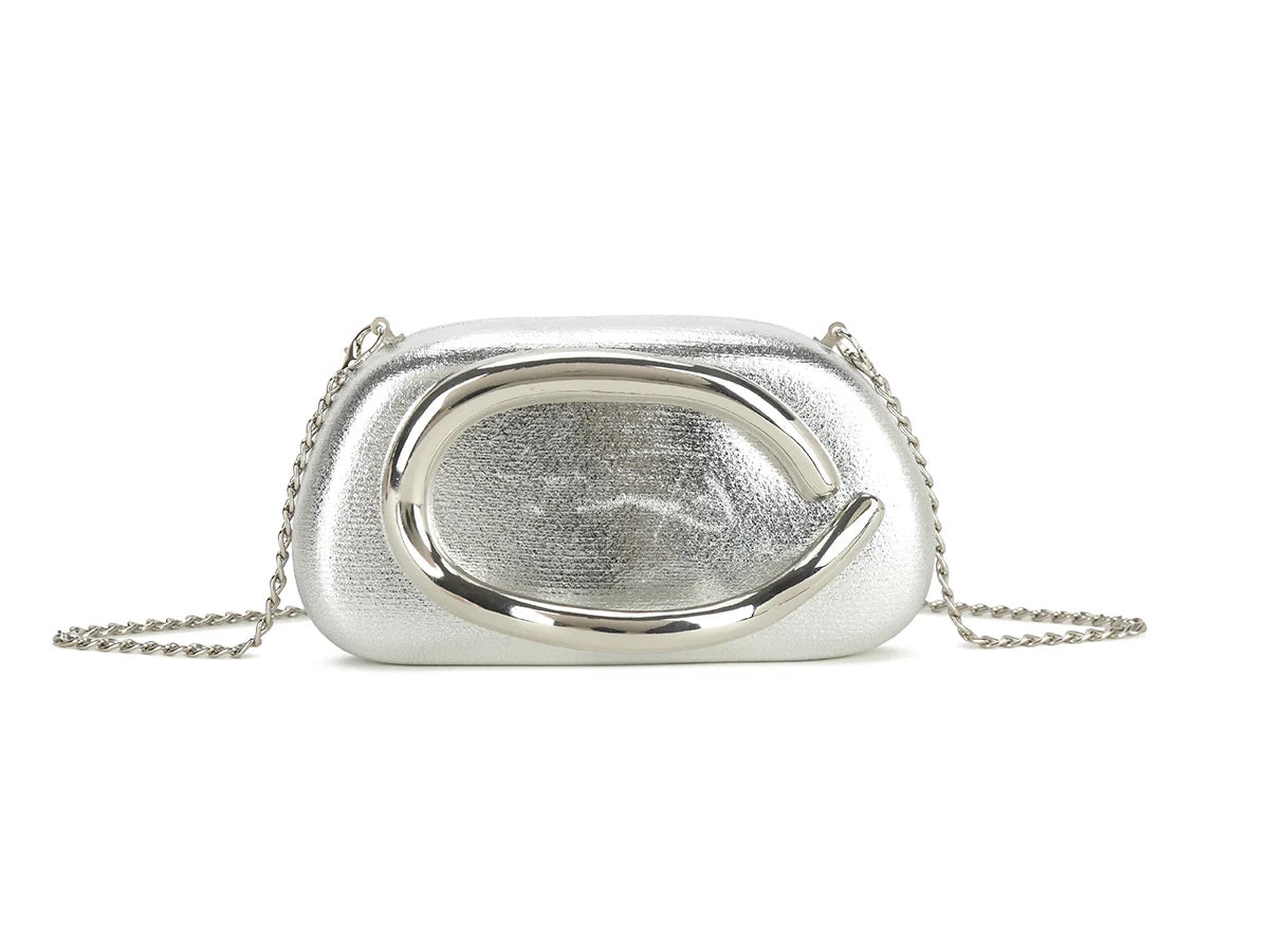 MELISSA Gold Detail Oval Clutch Bag