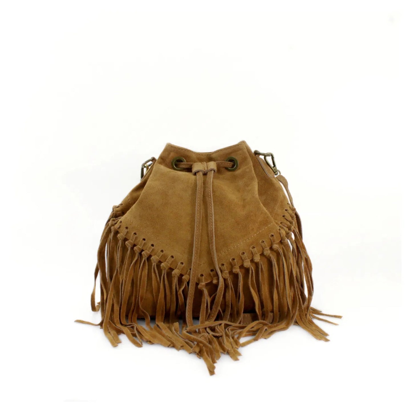 ABBIE Real Suede Tassel Bucket Bag