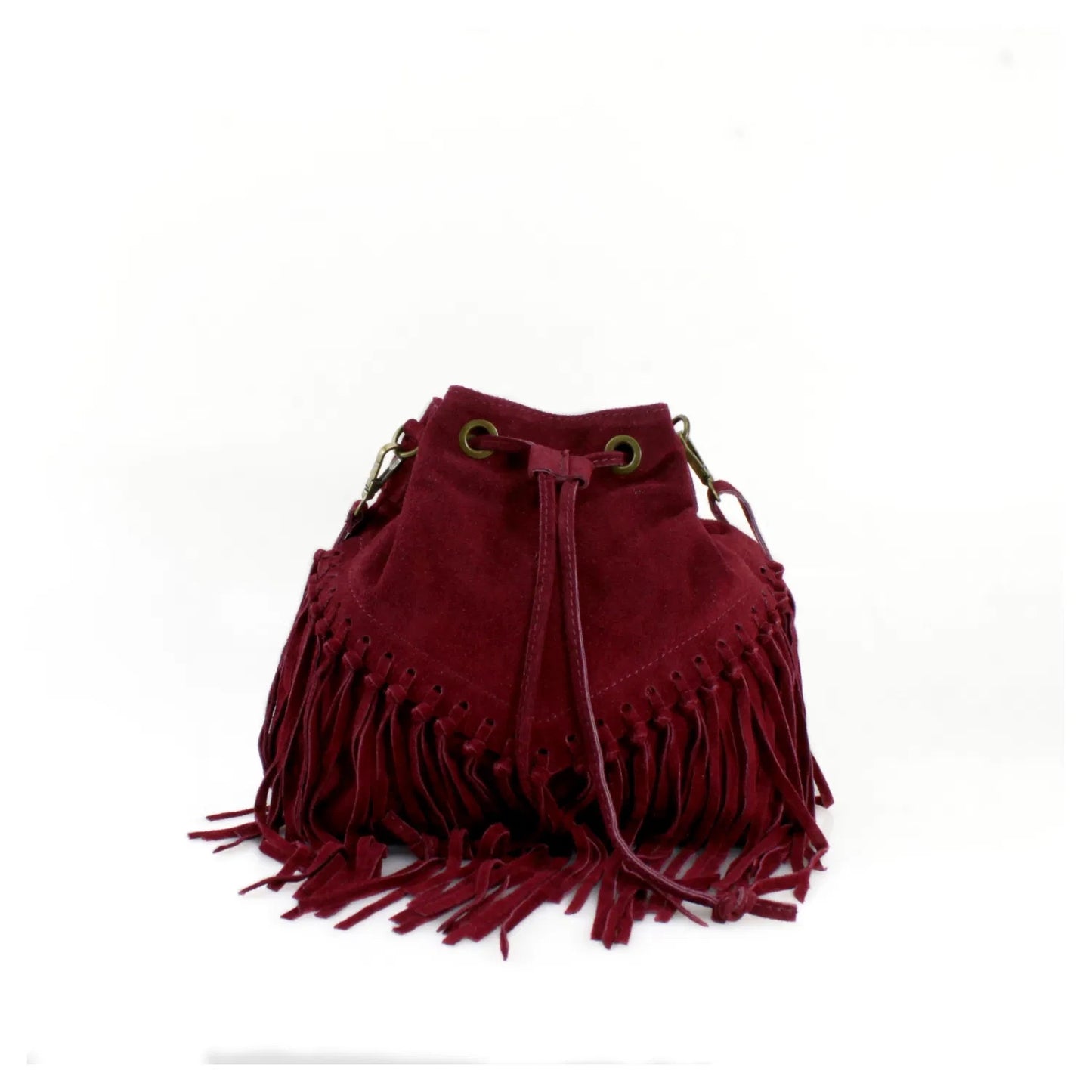 ABBIE Real Suede Tassel Bucket Bag