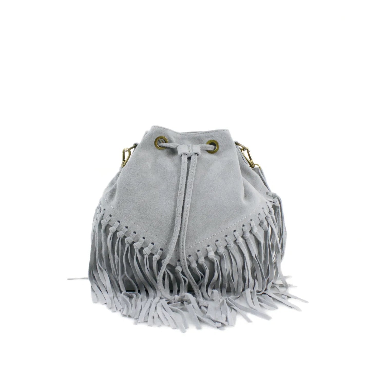 ABBIE Real Suede Tassel Bucket Bag