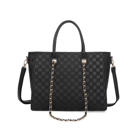 RACHEL Square Print Tote Bag With Chain