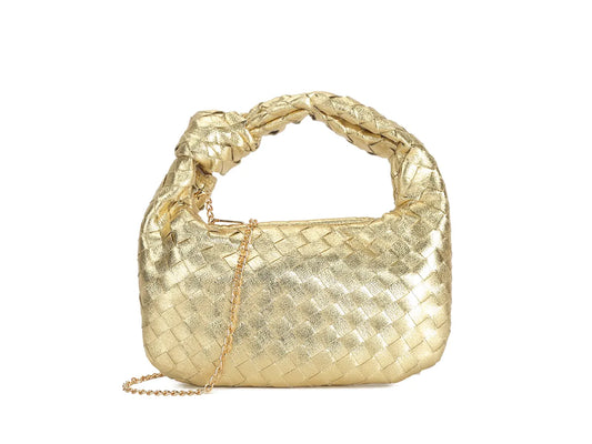 BETTIE Woven Metallic Knot Bag