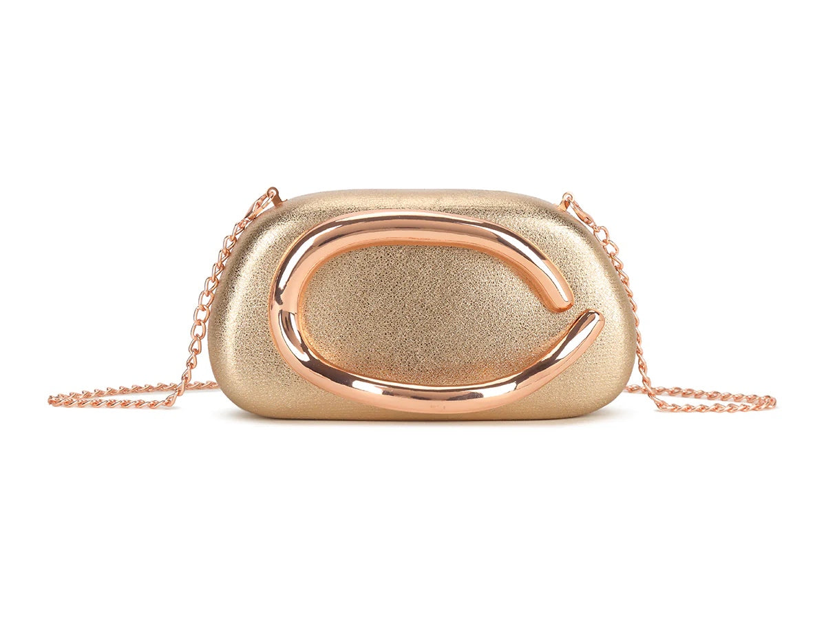 MELISSA Gold Detail Oval Clutch Bag