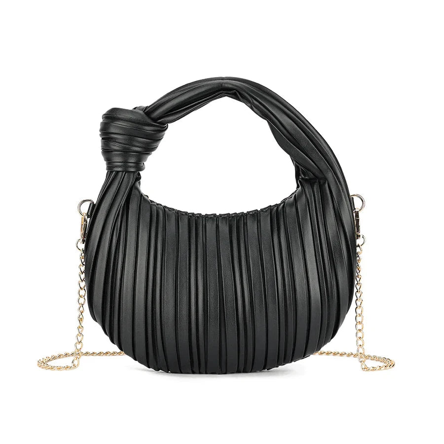 WILLOW Pleated Knot Bag With Chain
