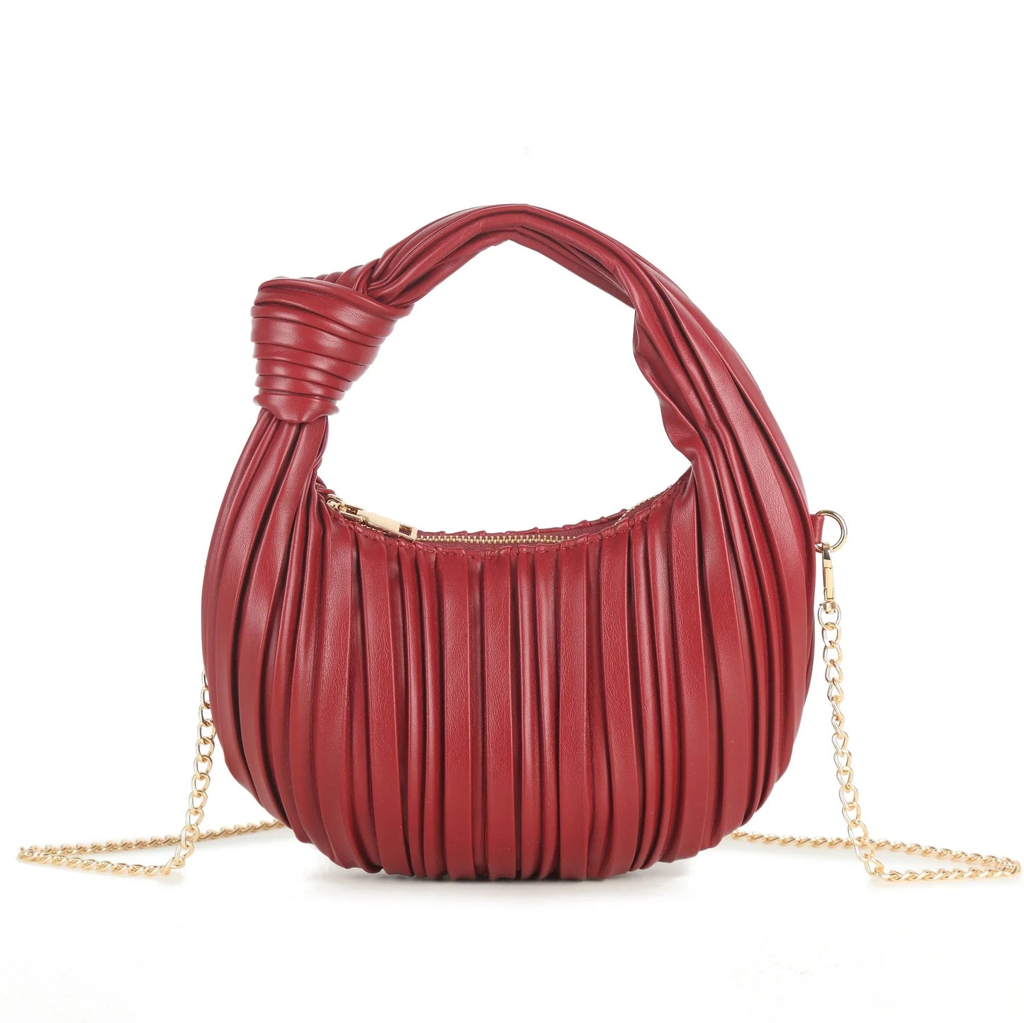 WILLOW Pleated Knot Bag With Chain
