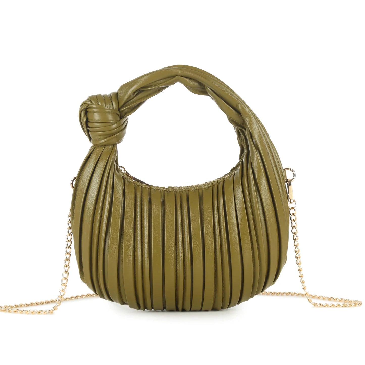 WILLOW Pleated Knot Bag With Chain